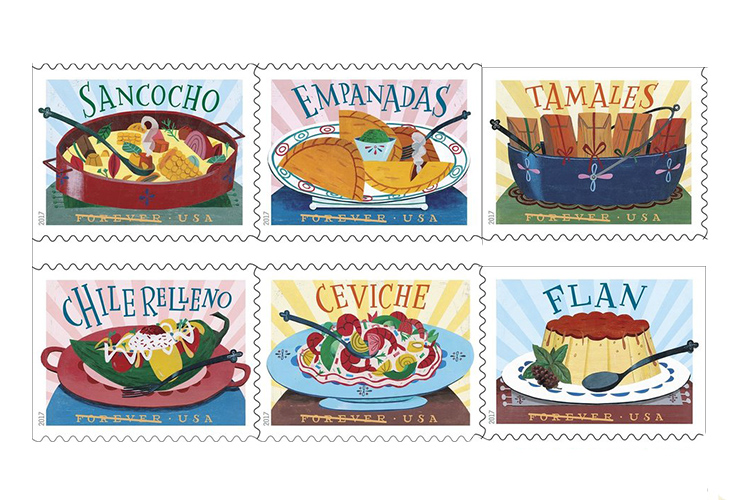 El Servicio Postal de Estados Unidos tendrá 6 sellos inspirados en la comida latina