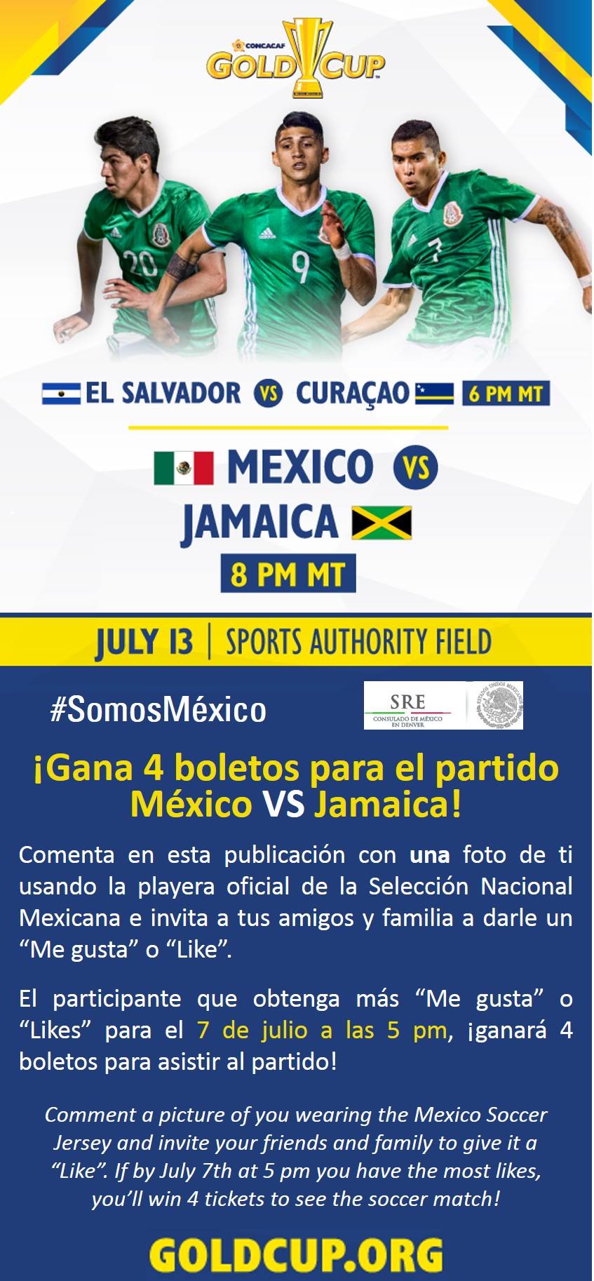 ¿Quieres ganar 4 boletos para el partido México vs Jamaica en Denver