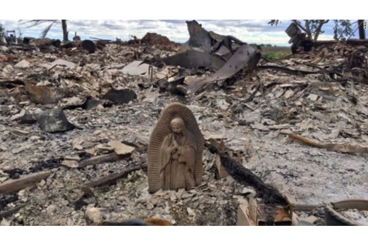 Imagen de Virgen de Guadalupe se salva de incendio durante paso de huracán Harvey