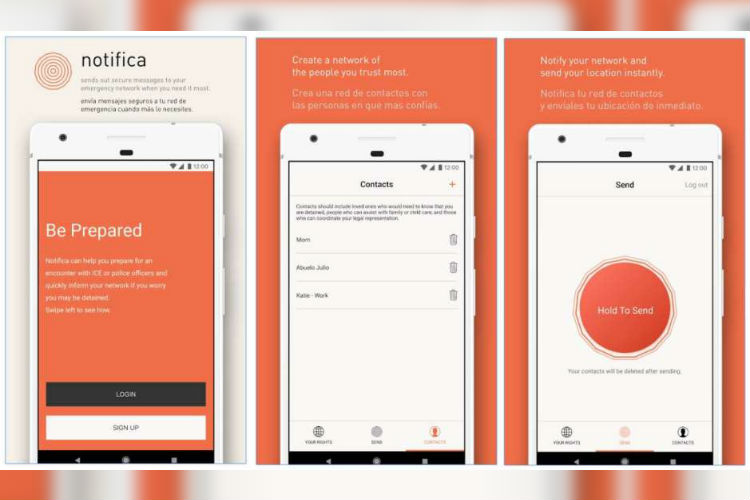 Notifica es una aplicación desarrollada por la organización United We Dream, la cual tiene como fin empoderar a los inmigrantes y a sus familias mediante la ayuda de un botón de pánico.