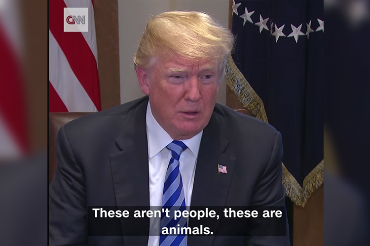 Donald Trump dijo que deben deben ser detenidas los migrantes que intenten entrar a Estados Unidos sin permiso, añadió que estas no son personas, son animales.