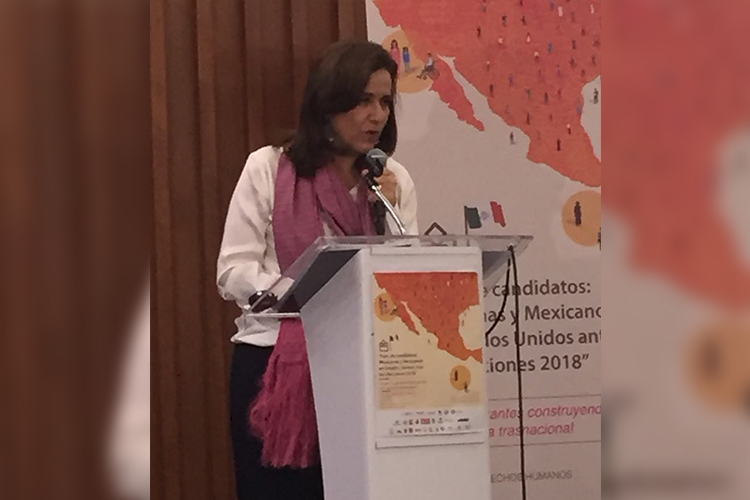 La única candidata en presentarse al foro #NoGananSinMigrantes Margarita Zavala Gómez propuso una política migratoria vinculada al desarrollo y a los derechos humanos. |Foto: Patricia Mercado