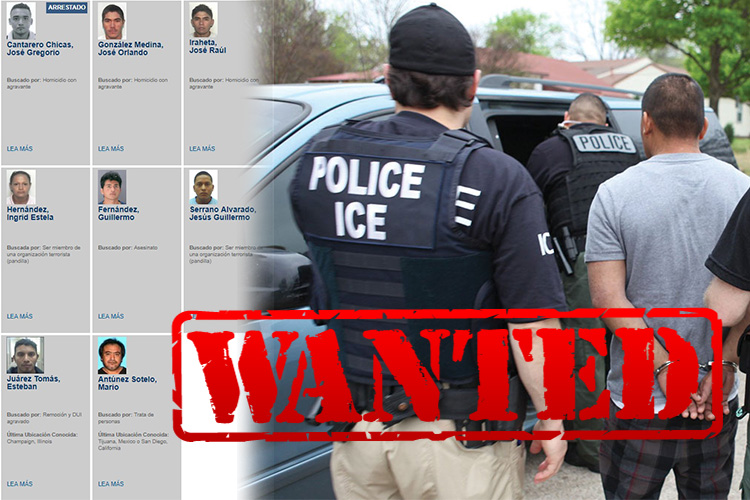 La Oficina de Inmigración y Control de Aduanas (ICE) tiene una lista de los 30 más buscadas, entre ellas hay varios latinos.