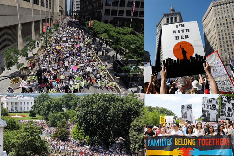 Miles de personas salieron a las calles en todo Estados Unidos para protestar contra la separación de familias y pedir su reunificación. Foto: @WomenBelong