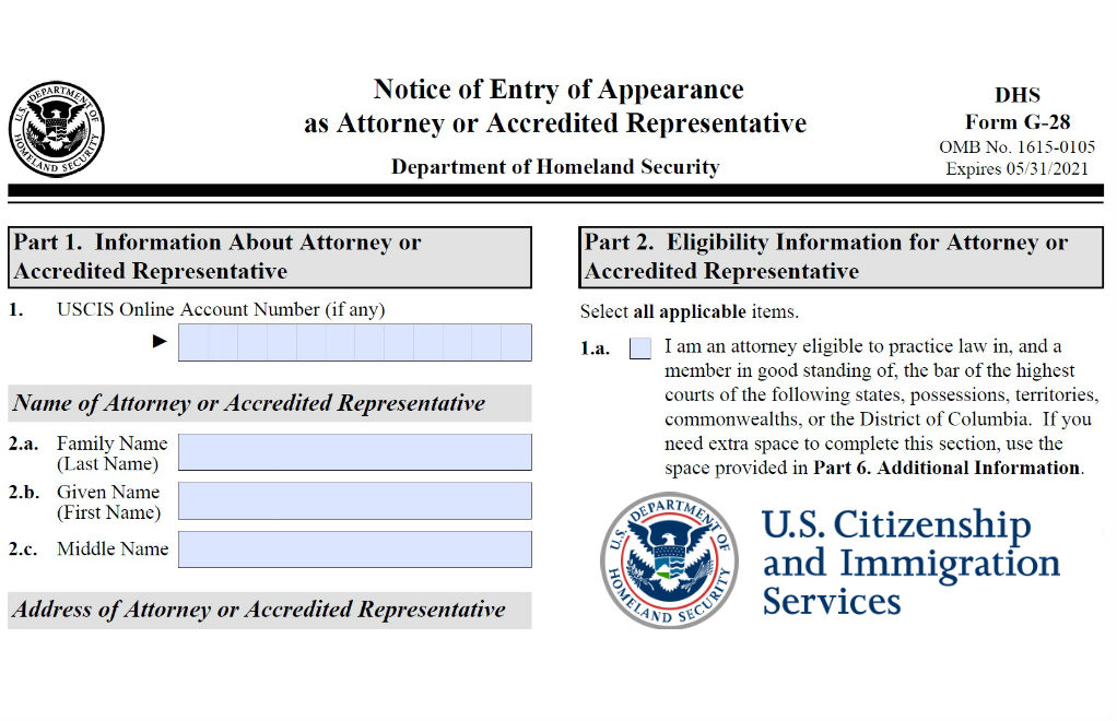 Un abogado o representante legal acreditado por la Junta de Apelaciones de Inmigración (BIA) puede representarle ante USCIS presentando un formulario G-28