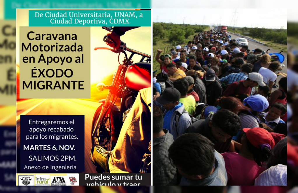 Colectivos de estudiantes y motocicletas realizarán una colecta para ayudar a migrantes centroamericanos.