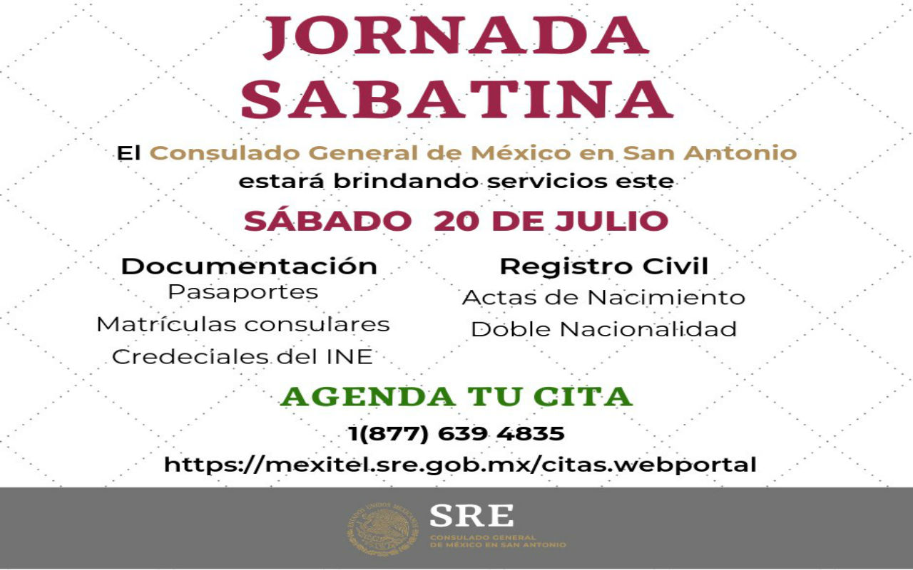 Consulado Genreal de México en San Antonio brindará sevicios de documentación el 20 de julio