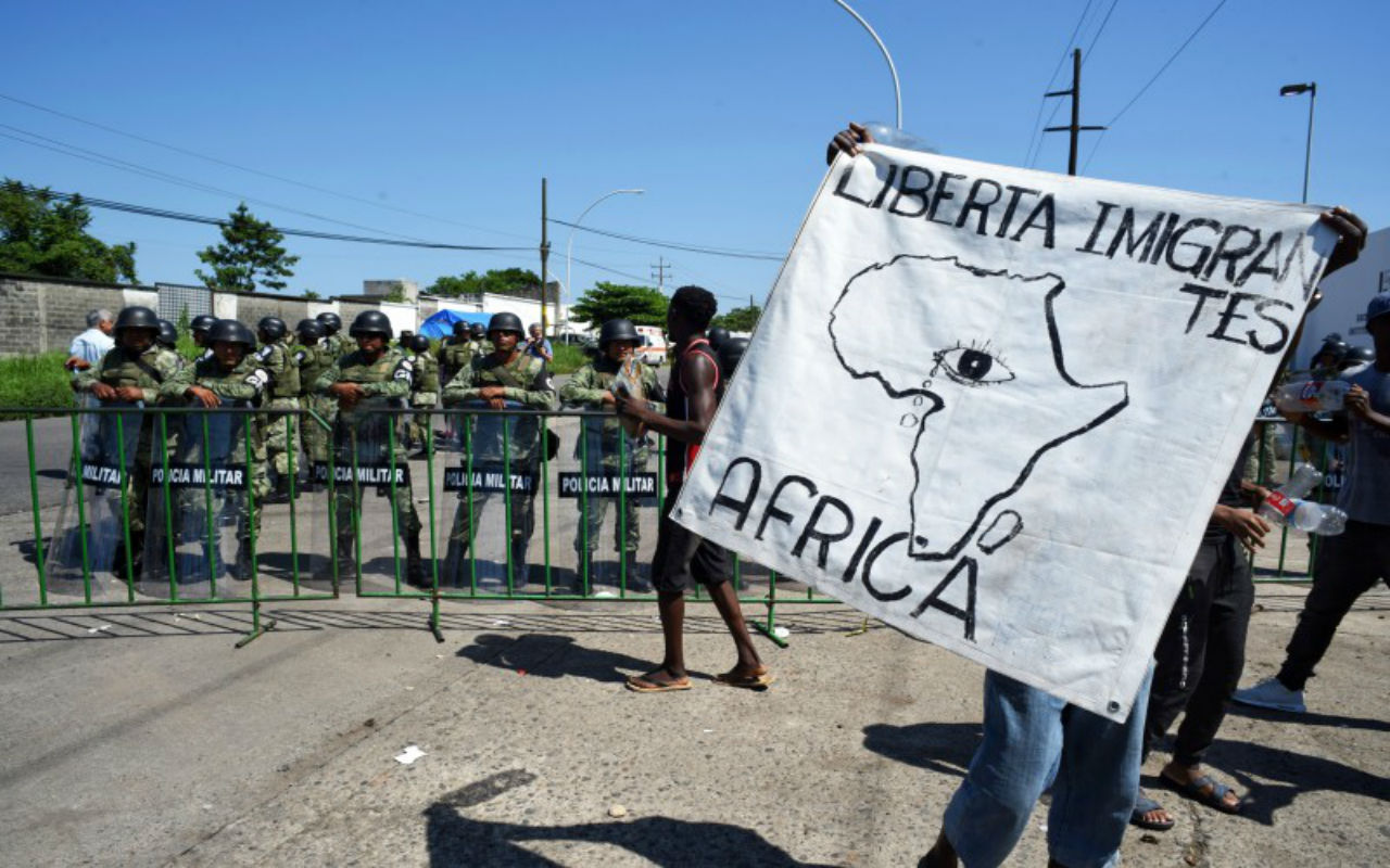Migrantes africanos en protesta