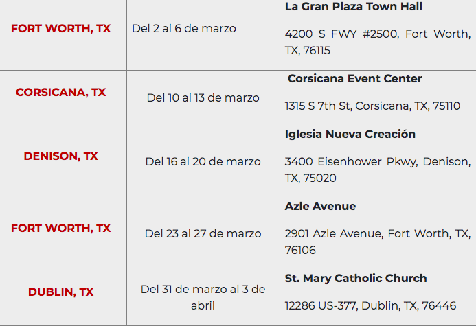 Consulado Sobre Ruedas Dallas; fechas y horarios para marzo de 2020