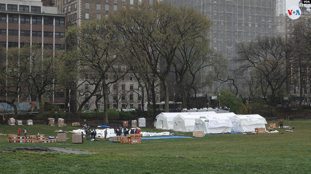 Instalan hospital en Central Park para casos de coronavirus en NY