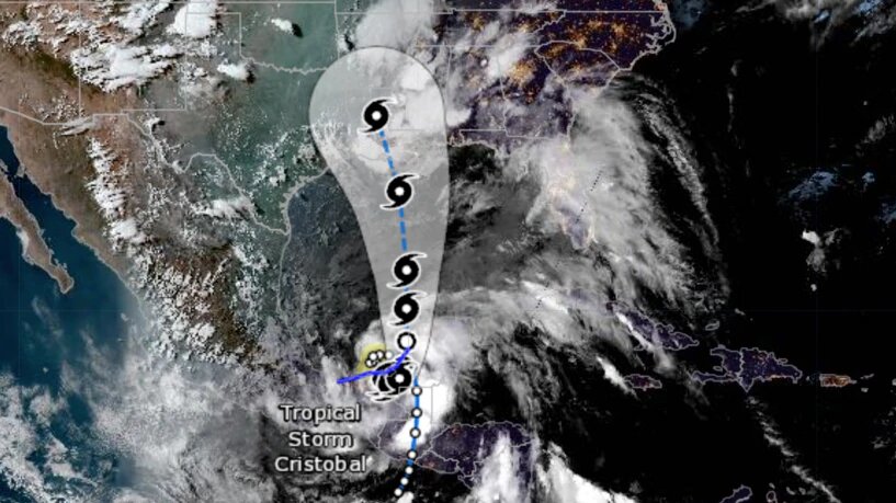 La tormenta tropical Cristóbal se formó de los remanentes de Amanda, en Centroamérica, y ahora se traslada por el Golfo de México rumbo a Estados Unidos. Foto: Voz de América