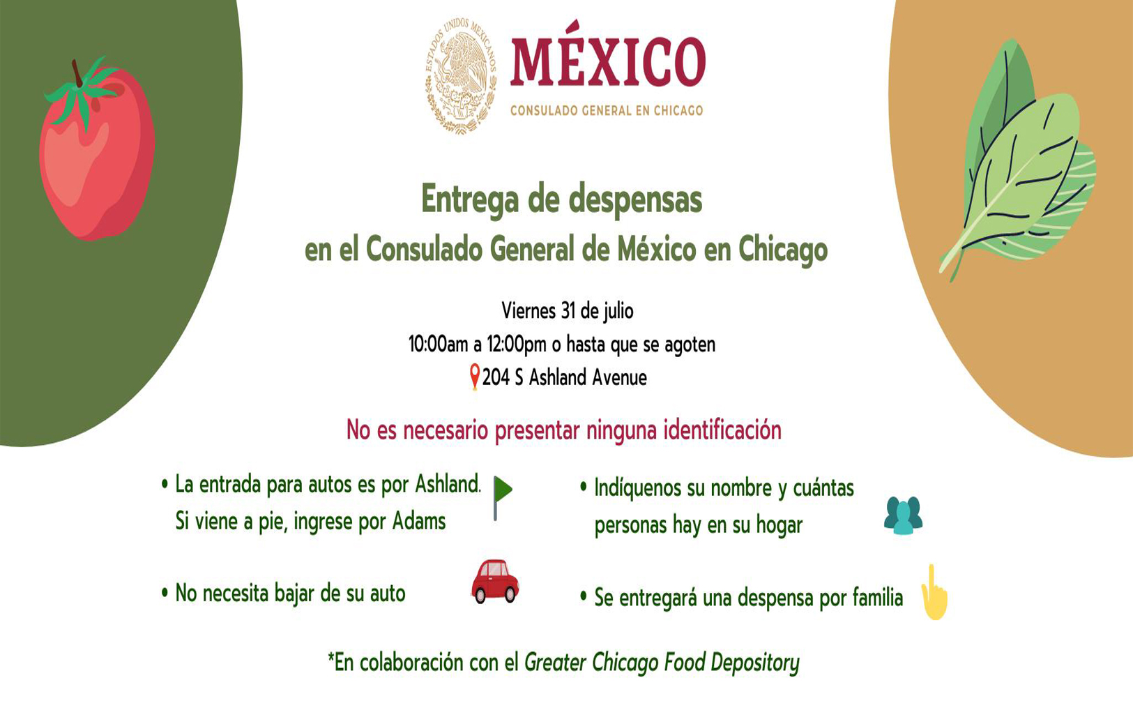 Consulado de México en Chicago entregará despensas este 31 de julio