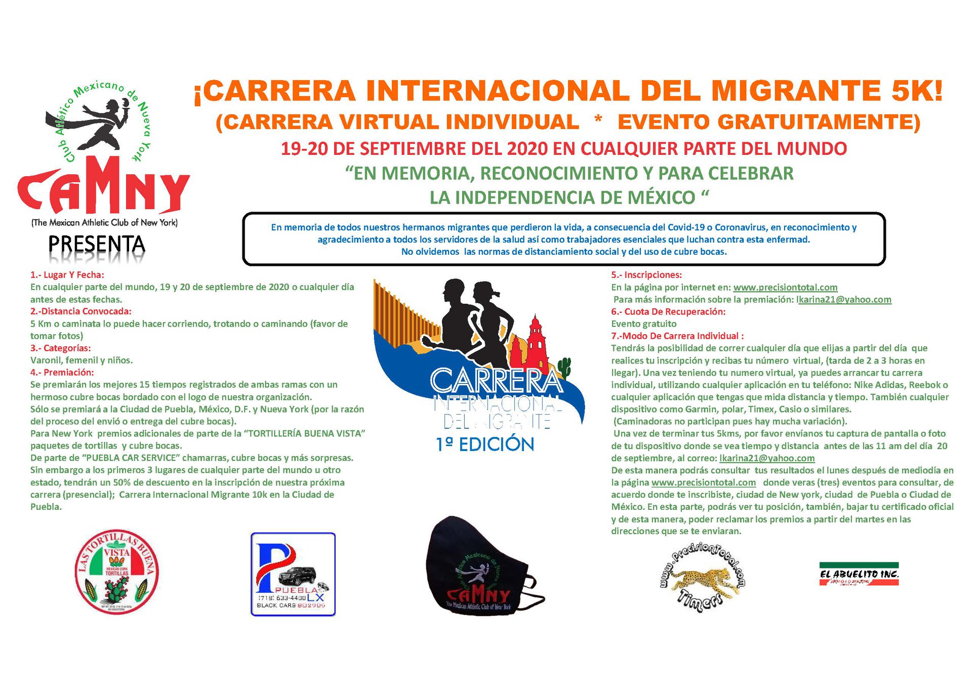 El CAMNY te invita a la primera edición de la Carrera Internacional del Migrante 5k. Foto: Facebook de Adam Lazaro.