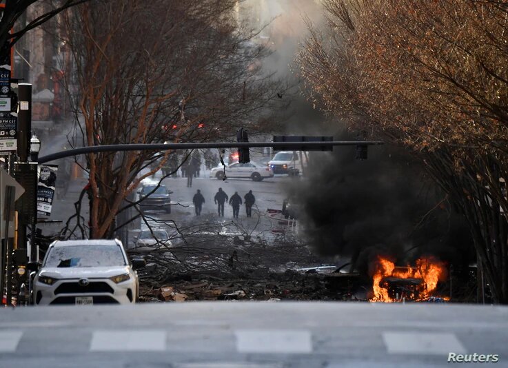 La explosión ocurrió en una zona con bares y restaurante en el corazón de Nashville. | Foto: Reuters, VOA.