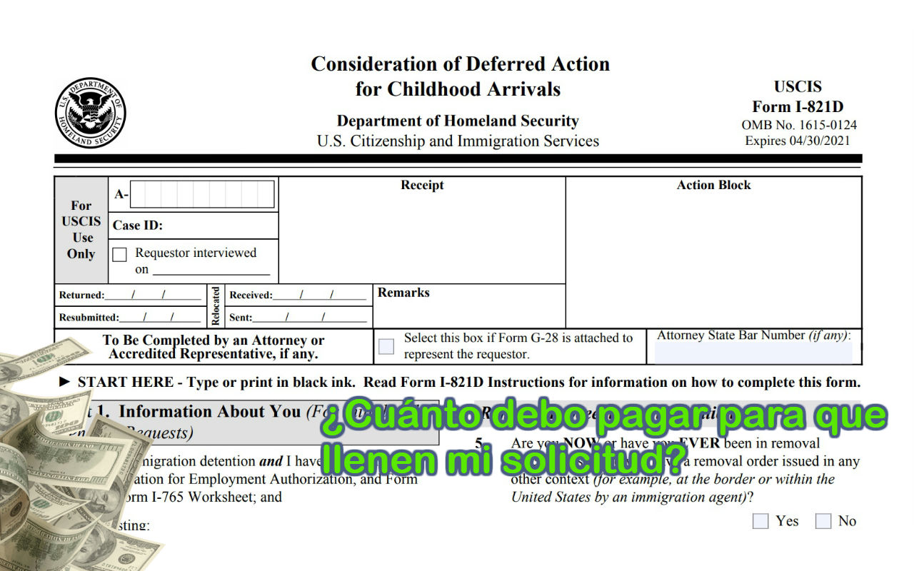 DACA formulario 1-821 para solicitar con USCIS