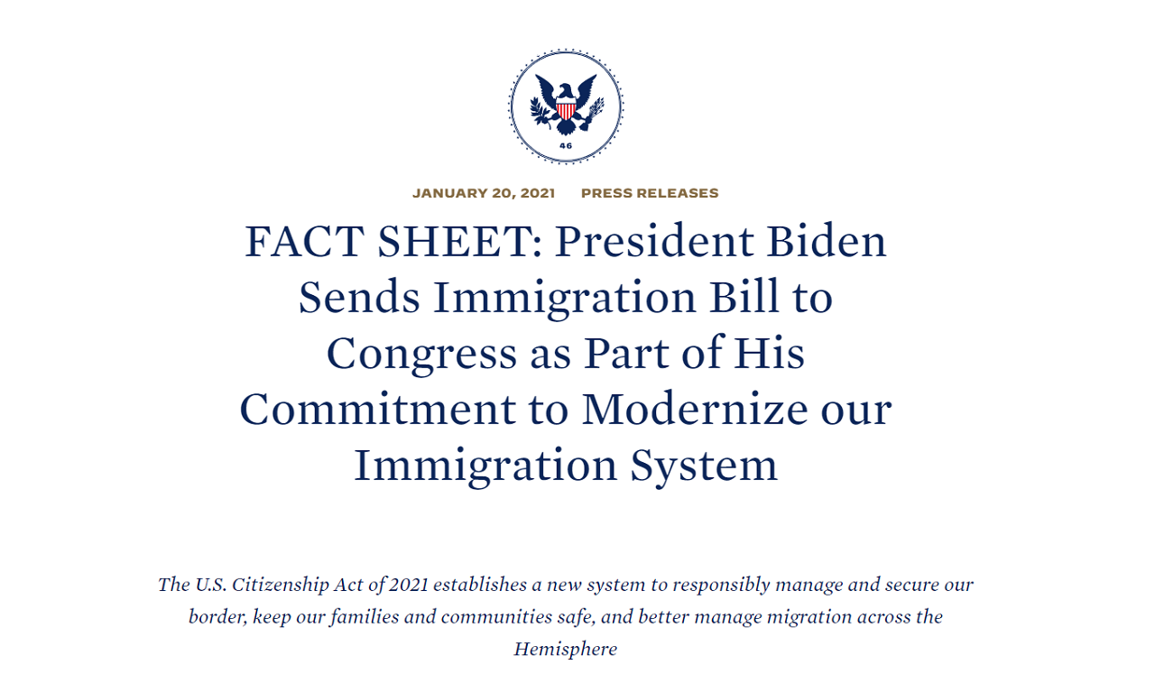 Estos son los 12 puntos más importantes de la reforma migratoria de Joe Biden. | Imagen: Captura de pantalla.