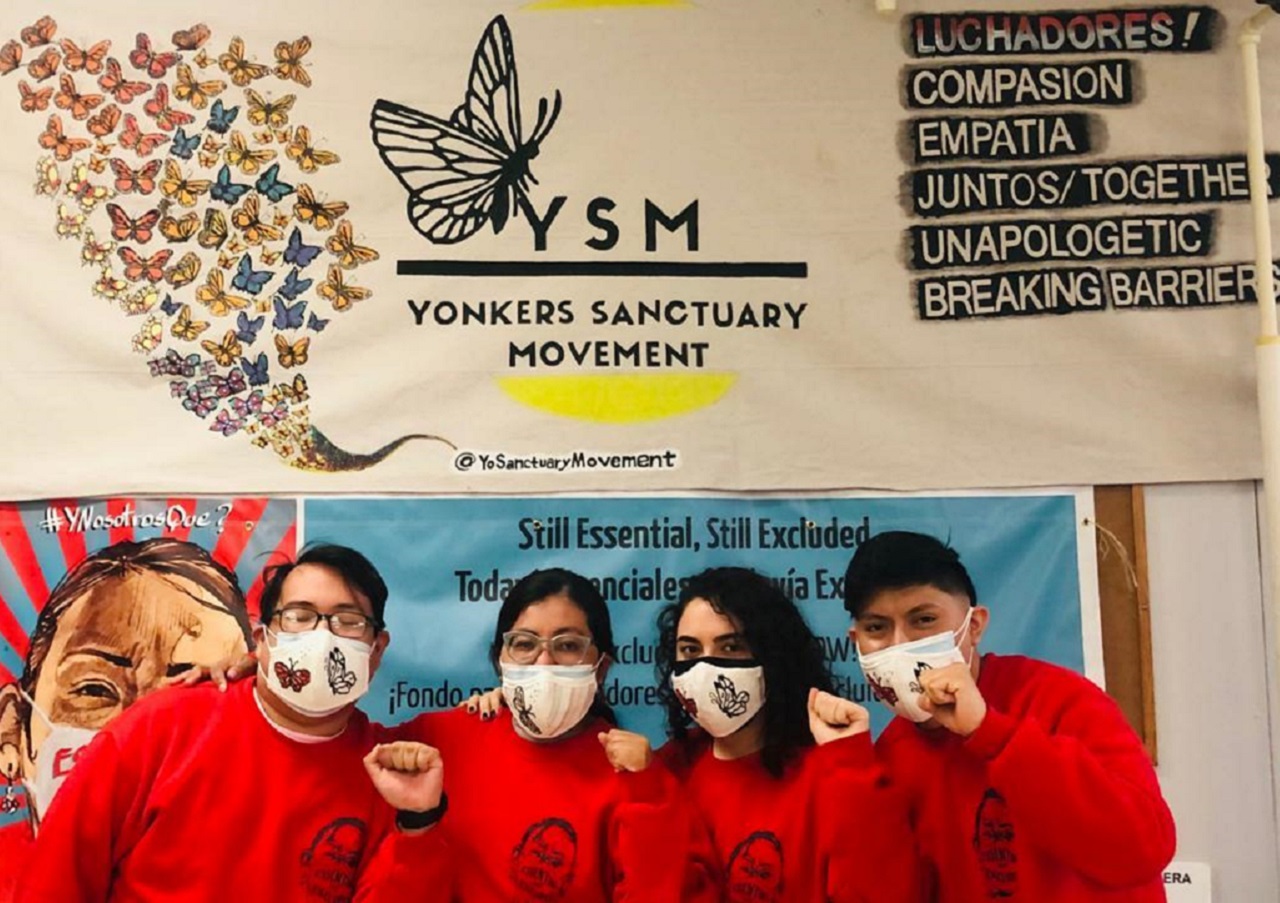 Miembros del Movimiento Santuario de Yonkers, quienes luchan por la aprobación del Fondo para Trabajadores Excluidos en Nueva York. | Foto: Cortesía de Diana Sánchez.