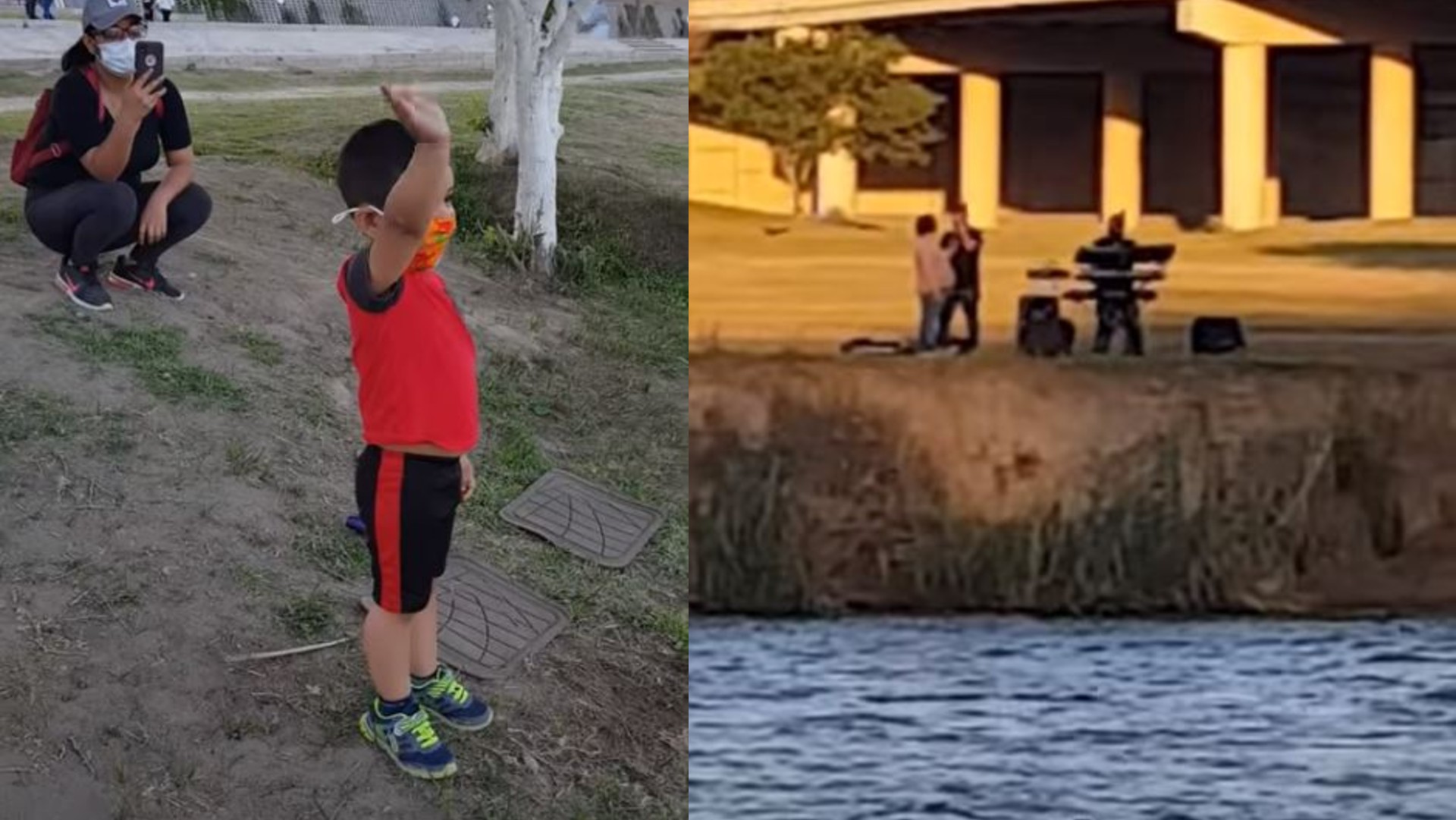 En el video se puede ver como el abuelito celebra a su nieto desde el otro lado del Río Bravo