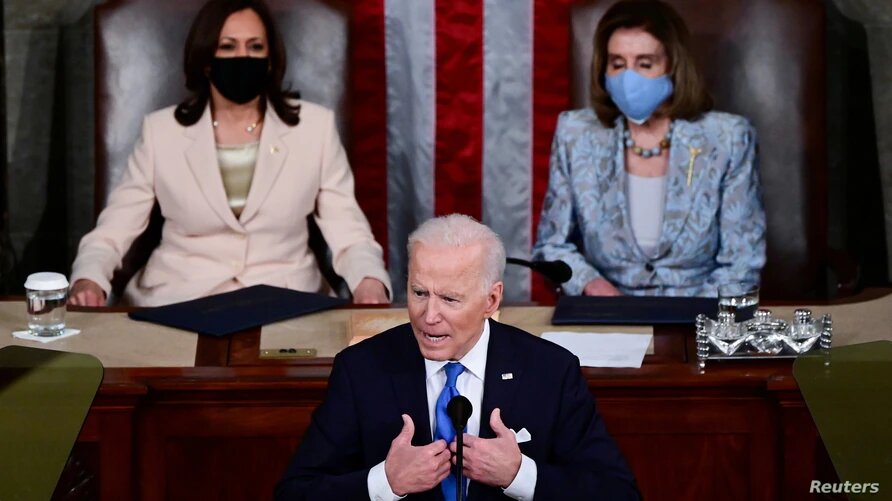 Joe Biden explicó los avances durante sus primeros 100 días de gobierno, y recordó al Congreso y al pueblo estadounidense que es sólo el principio de un largo camino por recorrer. | Foto: Reuters / VOA.