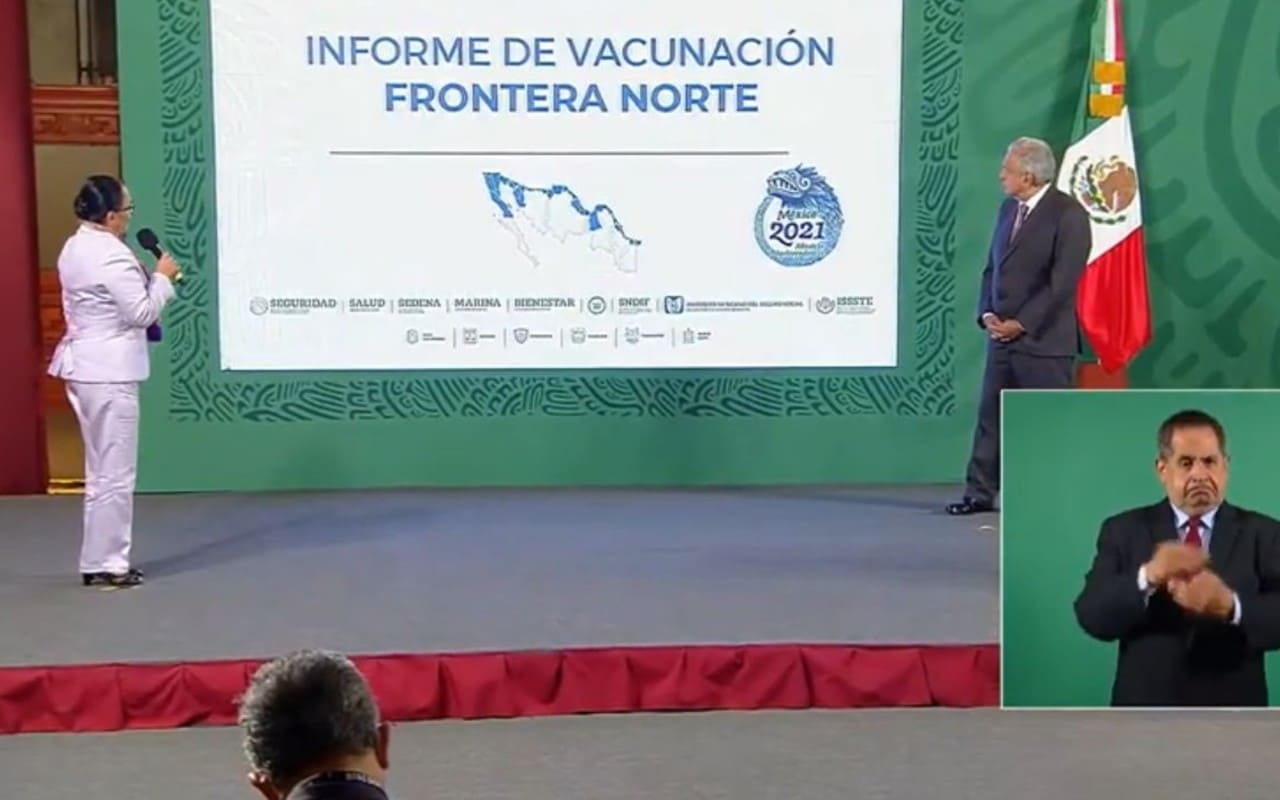 Segunda dosis de vacunación Covid-19 en la frontera iniciará el 15 de agosto. | Foto: Captura de pantalla de la conferencia de AMLO.