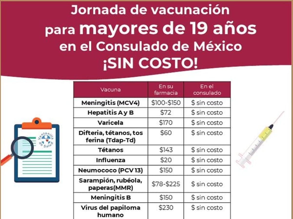 El consulado de México en Houston anunció una jornada de vacunación gratuita. | Imagen: Consulado General de México en Houston.