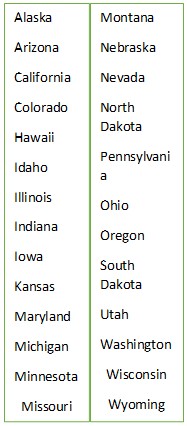 Estados que deben mandar las solicitudes al USCIS Phoenix. 