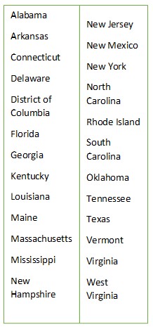 Estados que deben mandar solicitud al USCIS de Dallas. 