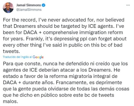 Tuit de Jamal Simmons.