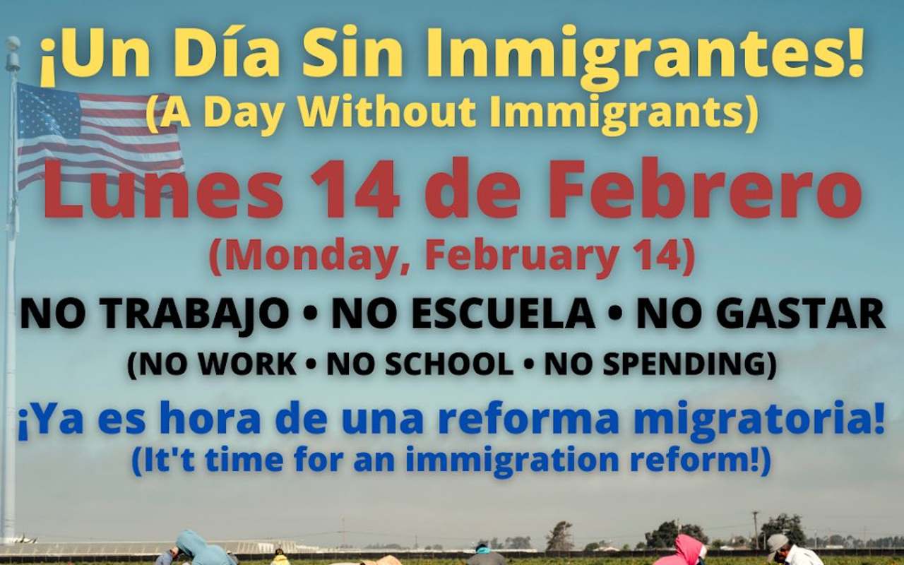 Poster de la campaña Un día sin inmigrantes. | Foto: Twitter @cespina1998 .