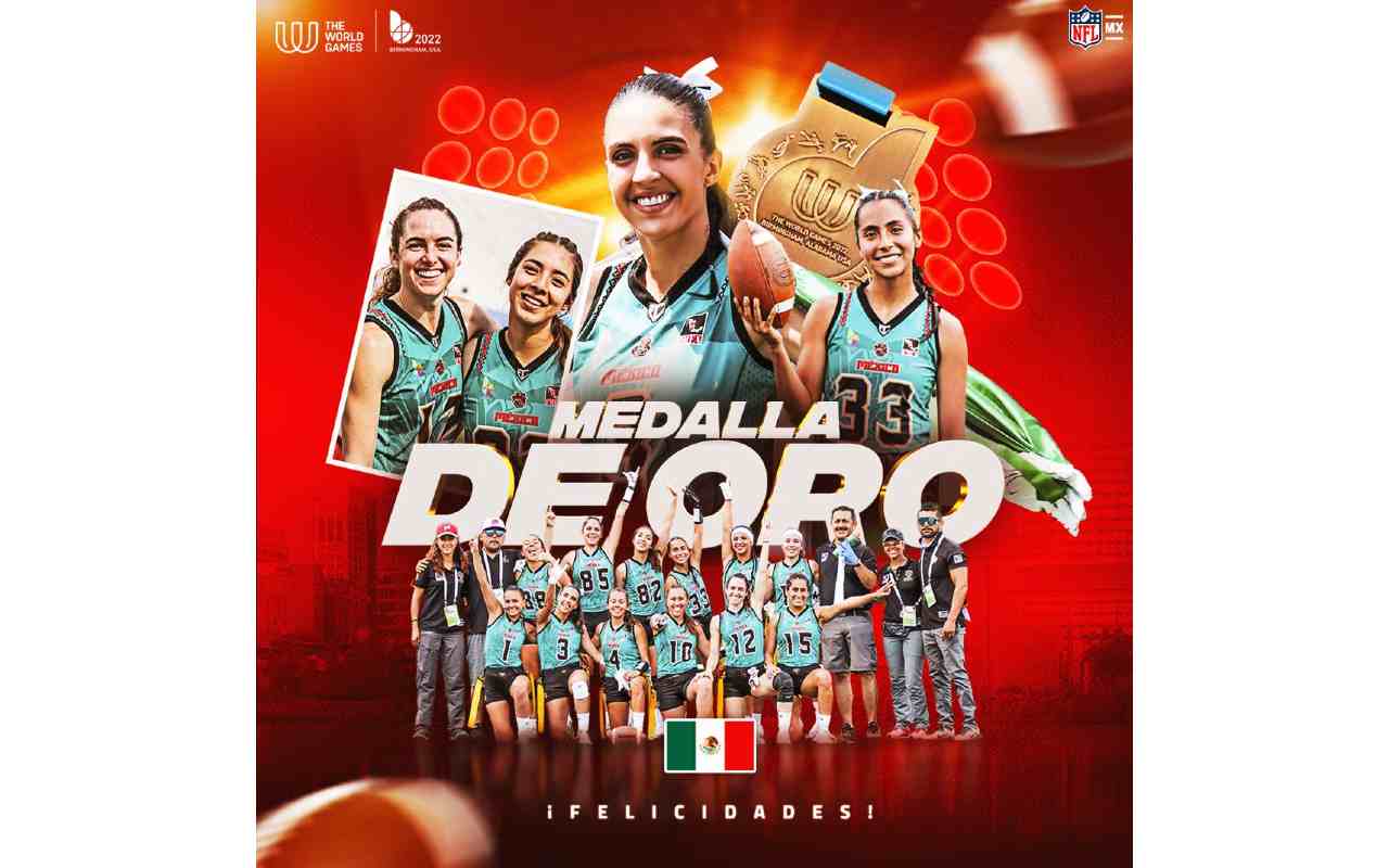 Equipo femenil de Flag Football le dio la medalla de oro a México. | Foto: Twitter de la NFL.