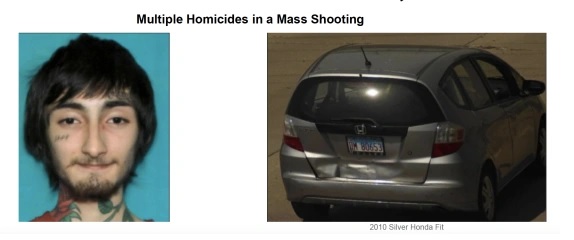 El sospechoso conducía un un Honda Fit plateado de 2010 con placas de Illinois, DM80653 | Foto: FBI