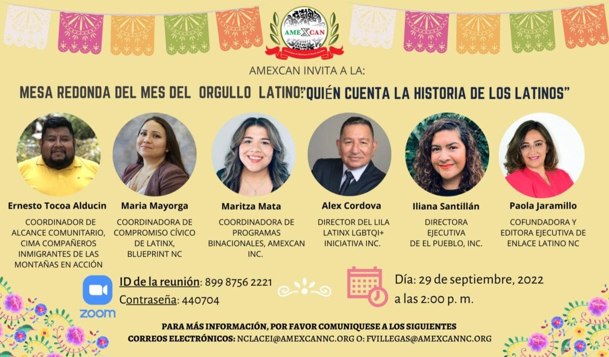Puedes encontrar el resto de la conversación con líderes latinos en la página de Facebook de AMEXCAN. | Foto: Facebook Association of Mexicans in North Carolina, Inc. Amexcan