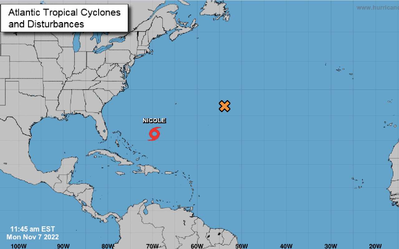 La trayectoria de la tormenta tropical Nicole se dirige hacia Florida. | Foto: nhc.noaa.gov