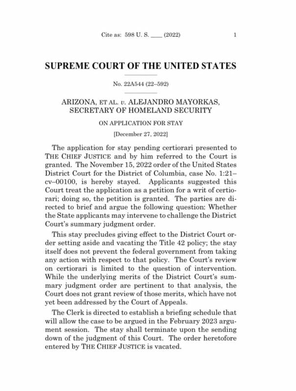 La Corte Suprema extendió su veredicto sobre el Título 42.