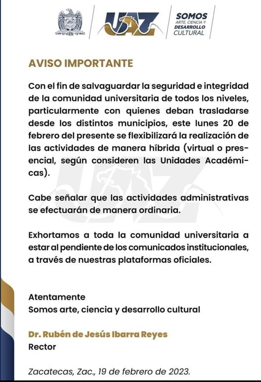 Comunicado de la UNAM. | Foto: Universidad Nacional Autónoma de México.
