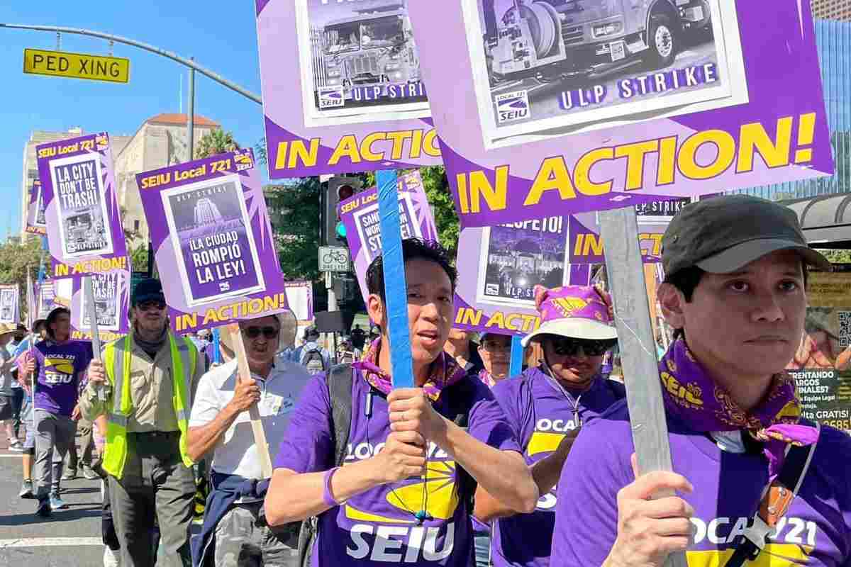 Aproximadamente 11 mil trabajadores municipales están en huelga en Los Ángeles | Foto: SEIU Local 99 Facebook