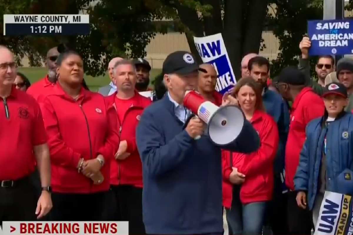 Joe Biden es el primer presidente en turno en unirse a una huelga | Foto: MSNBC Captura de pantalla