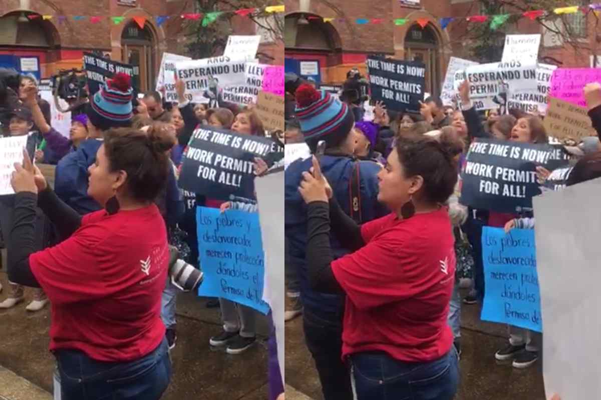 Migrantes en Chicago exigen autorización de permisos de trabajo a Joe Biden | Foto: Captura de pantalla